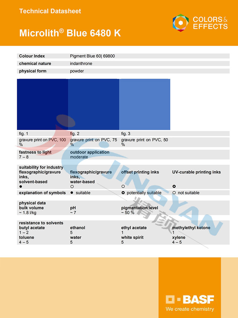 巴斯夫微高力6480K纳米颜料蓝