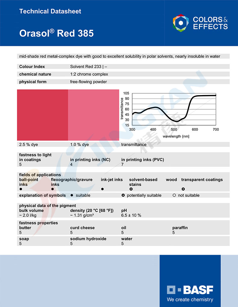 巴斯夫385金属络合染料TDS技术数据表