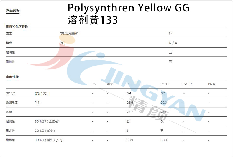 科莱恩GG黄溶剂染料数据参数